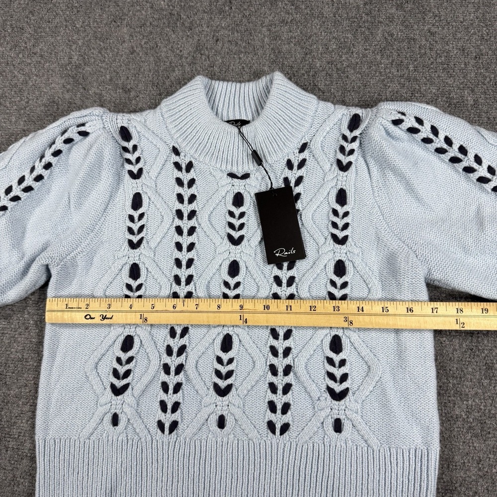 Rails Sweater Womens Small Sky Blue Navy Cable Chunky Knit NEW W/ Dust Bag - Picture 4 of 6